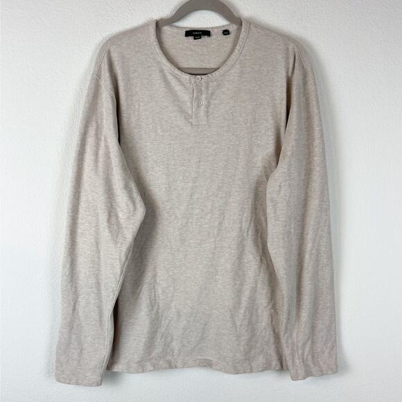 Vince Sueded Jersey Long Sleeve Henley Shirt Mens XL Beige Soft Classic Preppy - Picture 3 of 16